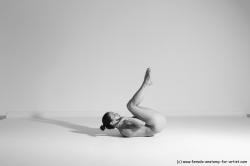 Nude Gymnastic poses Woman White Moving poses Slim long brown Dynamic poses Pinup